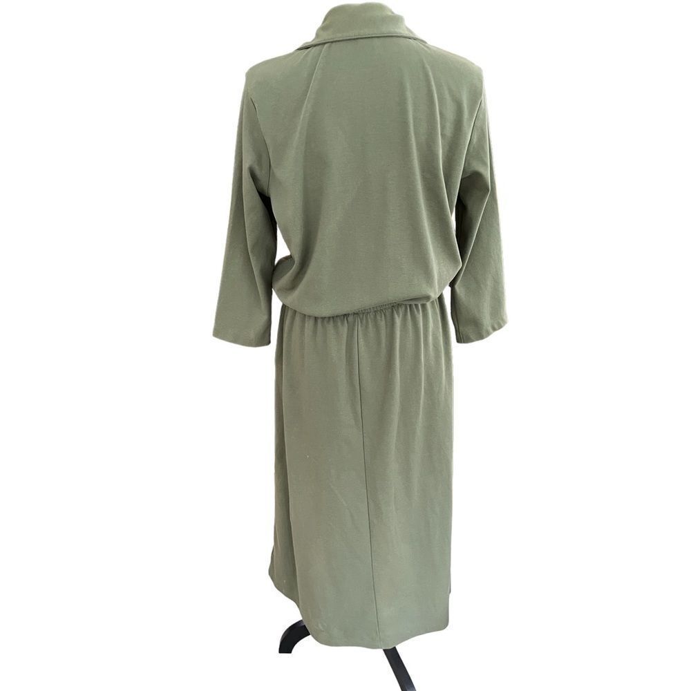 Land’s End olive green maxi dress with v neckline and elastic waist sz 10-12, M - Picture 3 of 5